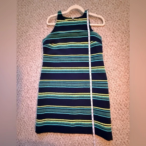 Vineyard Vines Striped Knit Shift Dress Size 4 Navy Teal Yellow Sleeveless - Picture 9 of 9